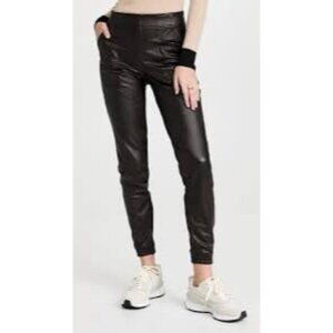 SPANX Black Faux Leather Joggers Women’s Size XL